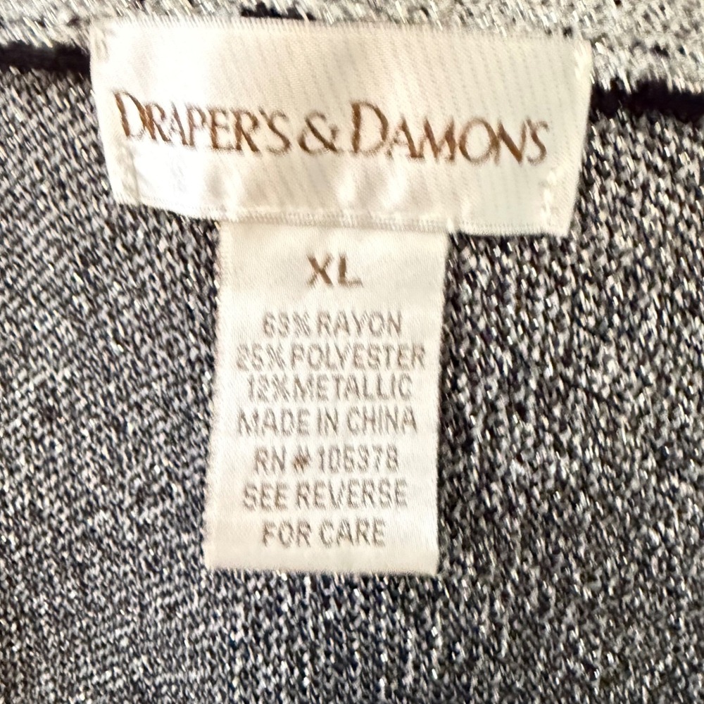 Women's Ombre Cardigan Sweater Metallic SilverBlack Open Front Long Sleeve XL - Picture 4 of 4